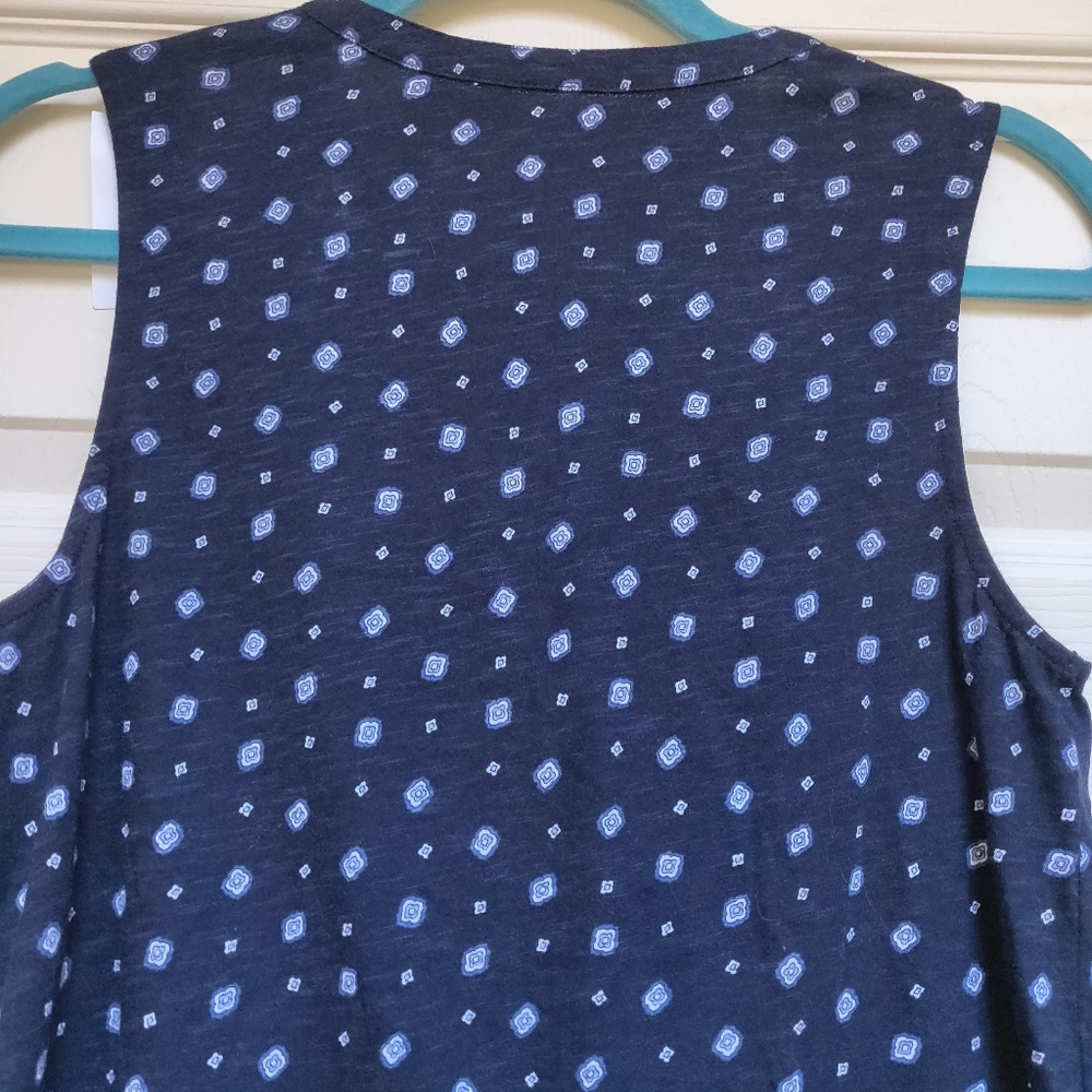 NWT LOFT Outlet Navy Blue Boho Printed Tank Top XS - Picture 4 of 8